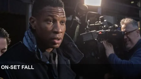 Jonathan Majors Falls Through Window; IATSE Crew Walks Off